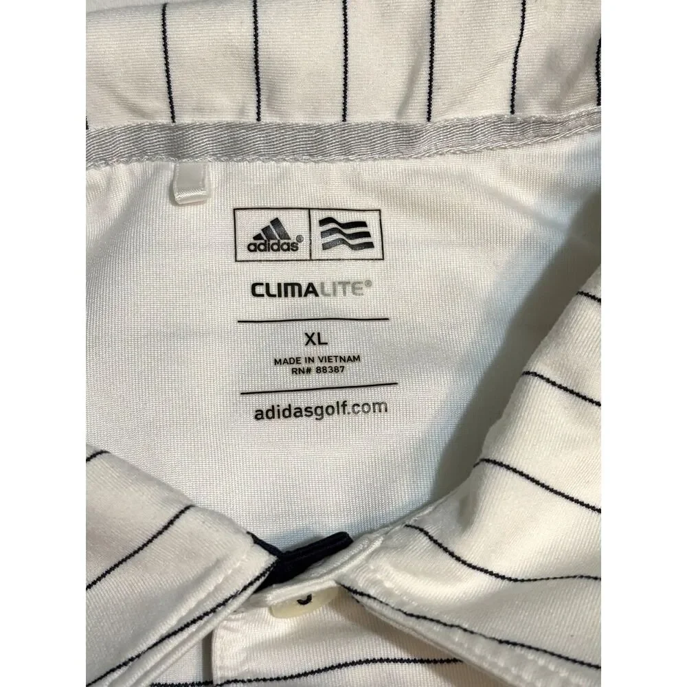 Adidas Climalite Golf Polo Shirt XL White Navy/Black Stripe Performance Athletic